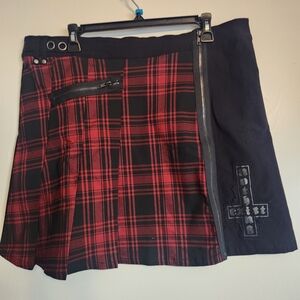 Killstar Red and Black Plaid Mini Skirt
